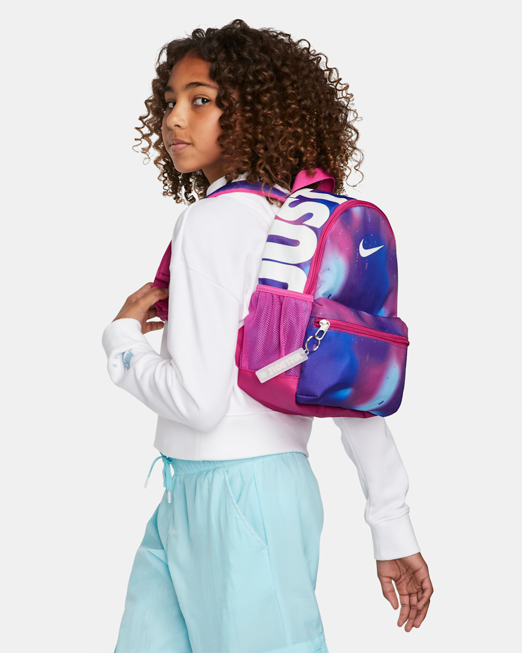 Nike Brasilia JDI Kids' Mini Backpack (11L) - Active Fuchsia/Black/White