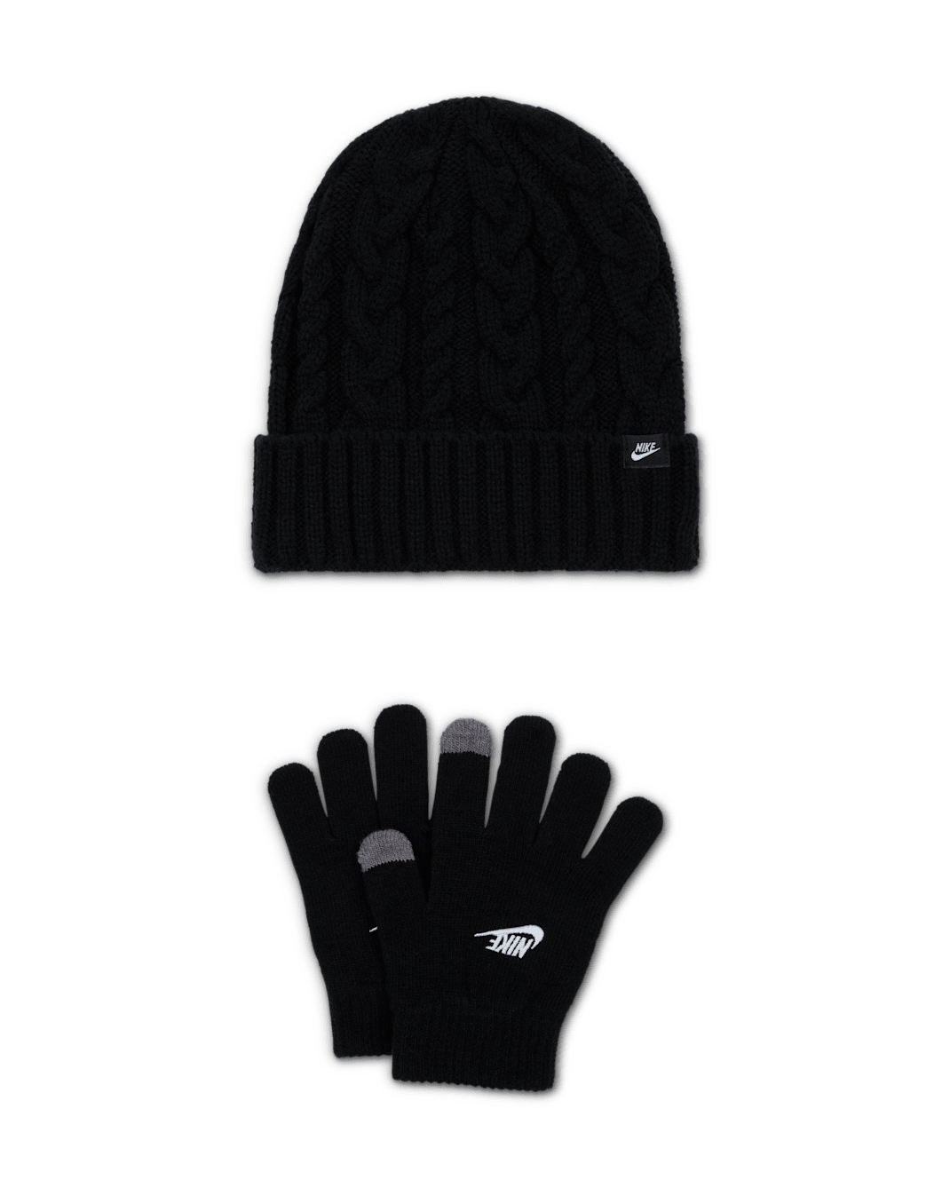 Conjunto de gorro de 2 piezas Cable Gifting para niños talla grande Nike  - Negro