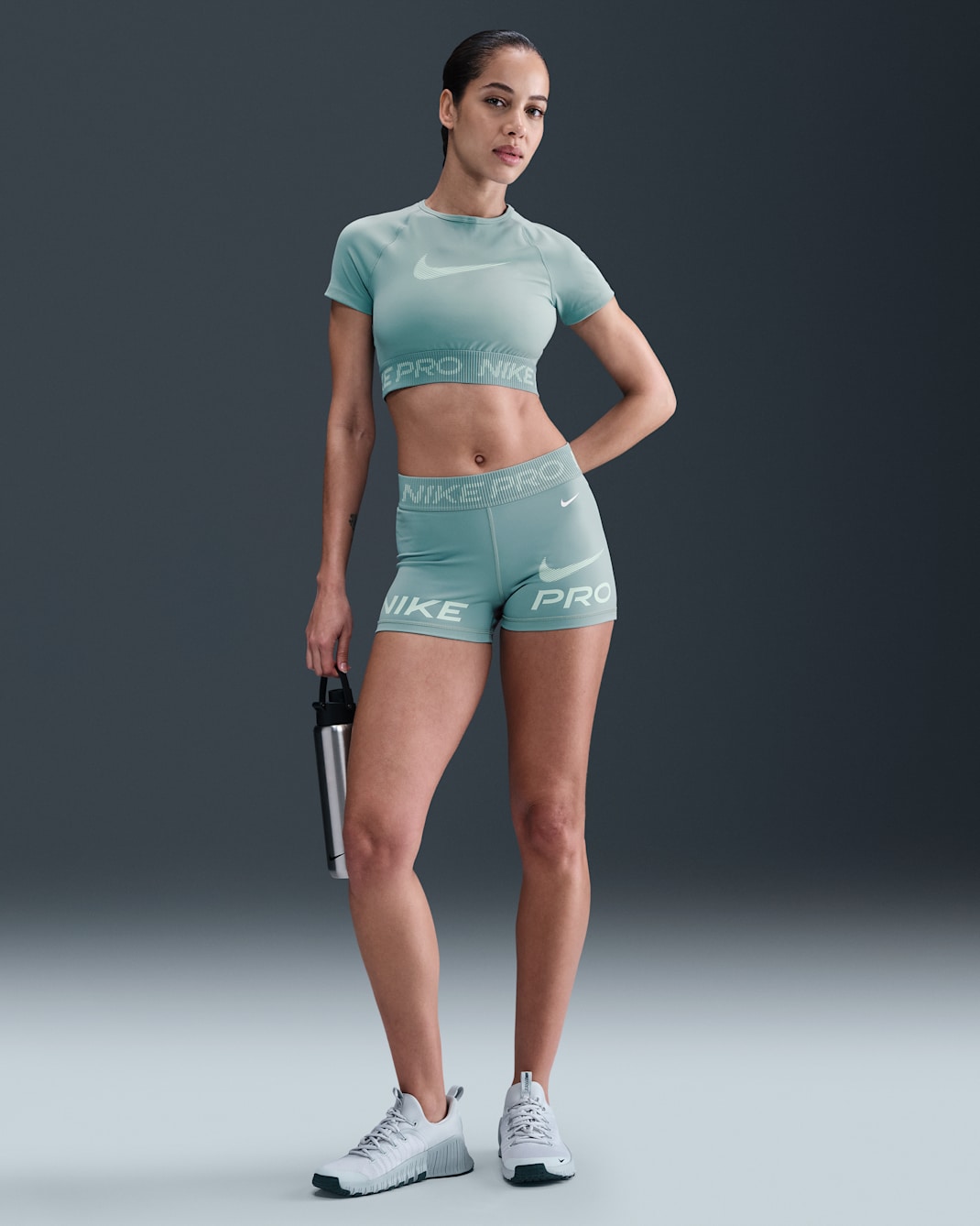 Nike Pro Women's Mid-Rise 3" Biker Shorts - Cannon/Mint Foam/White