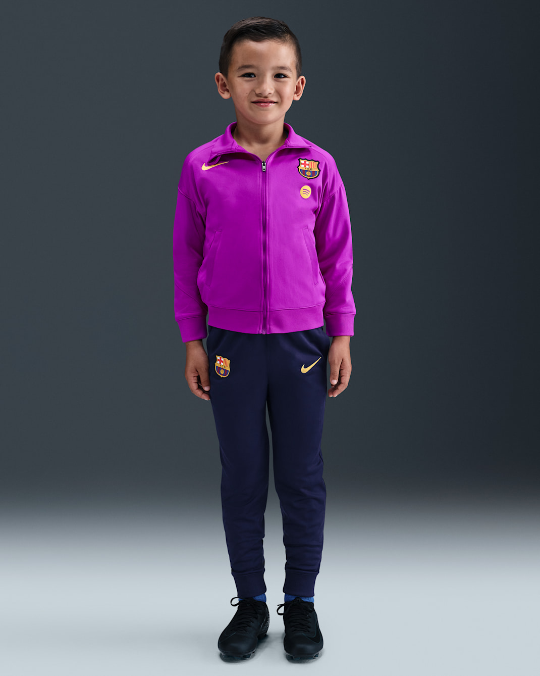 F.C. Barcelona Strike Younger Kids' Nike Dri-FIT Football Knit Tracksuit - Vivid Purple/Imperial Purple/Midwest Gold
