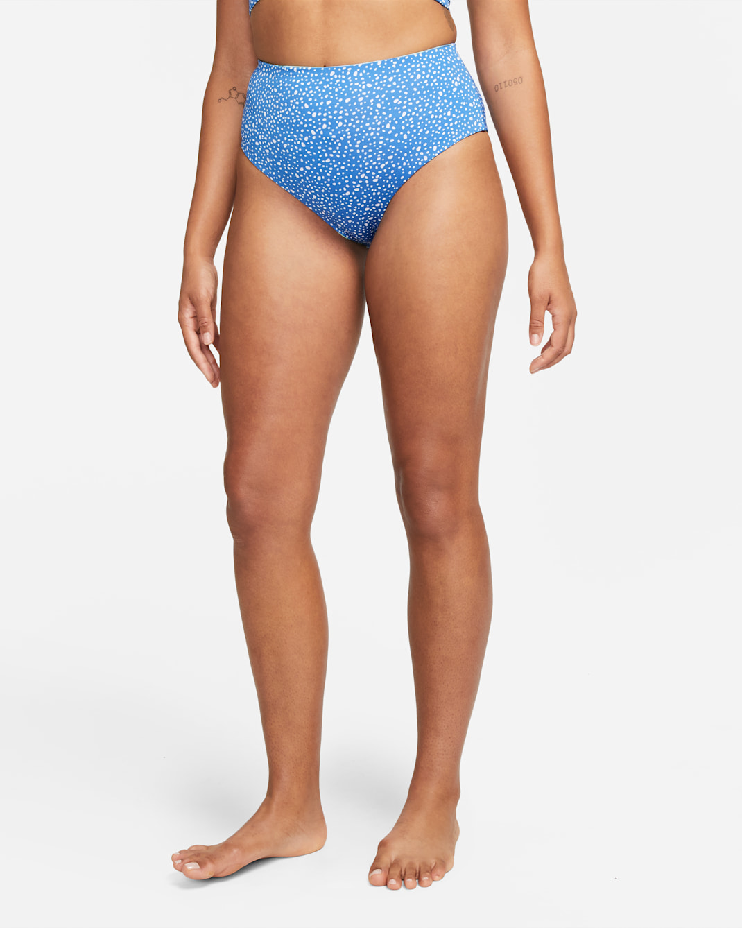 Calzón bikini sexy de cintura alta y doble vista para mujer Nike Adventure - Azul Pacífico/Azul claro/Espuma menta/Blanco