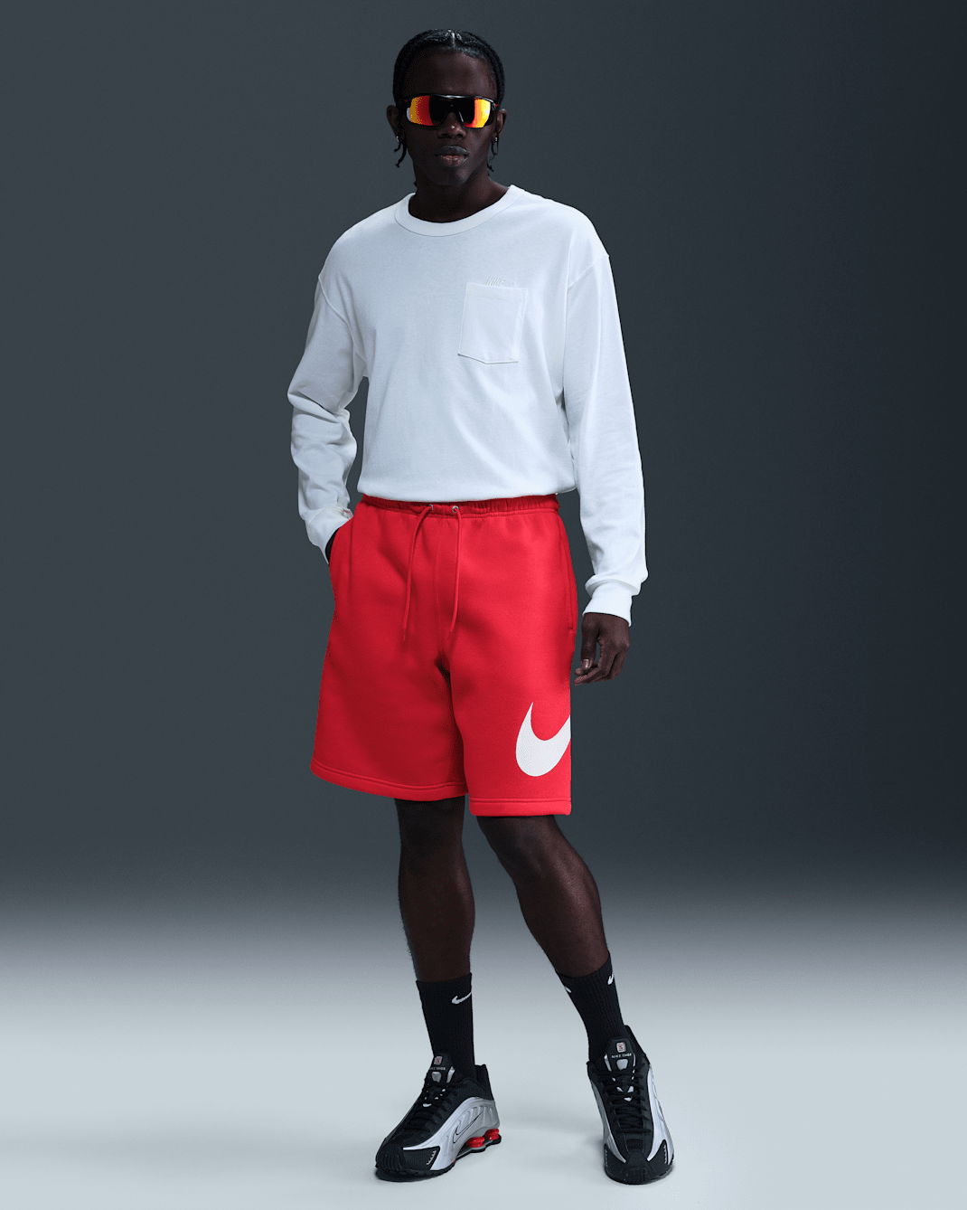 Nike Club Men's Fleece Shorts - University Red/University Red/White