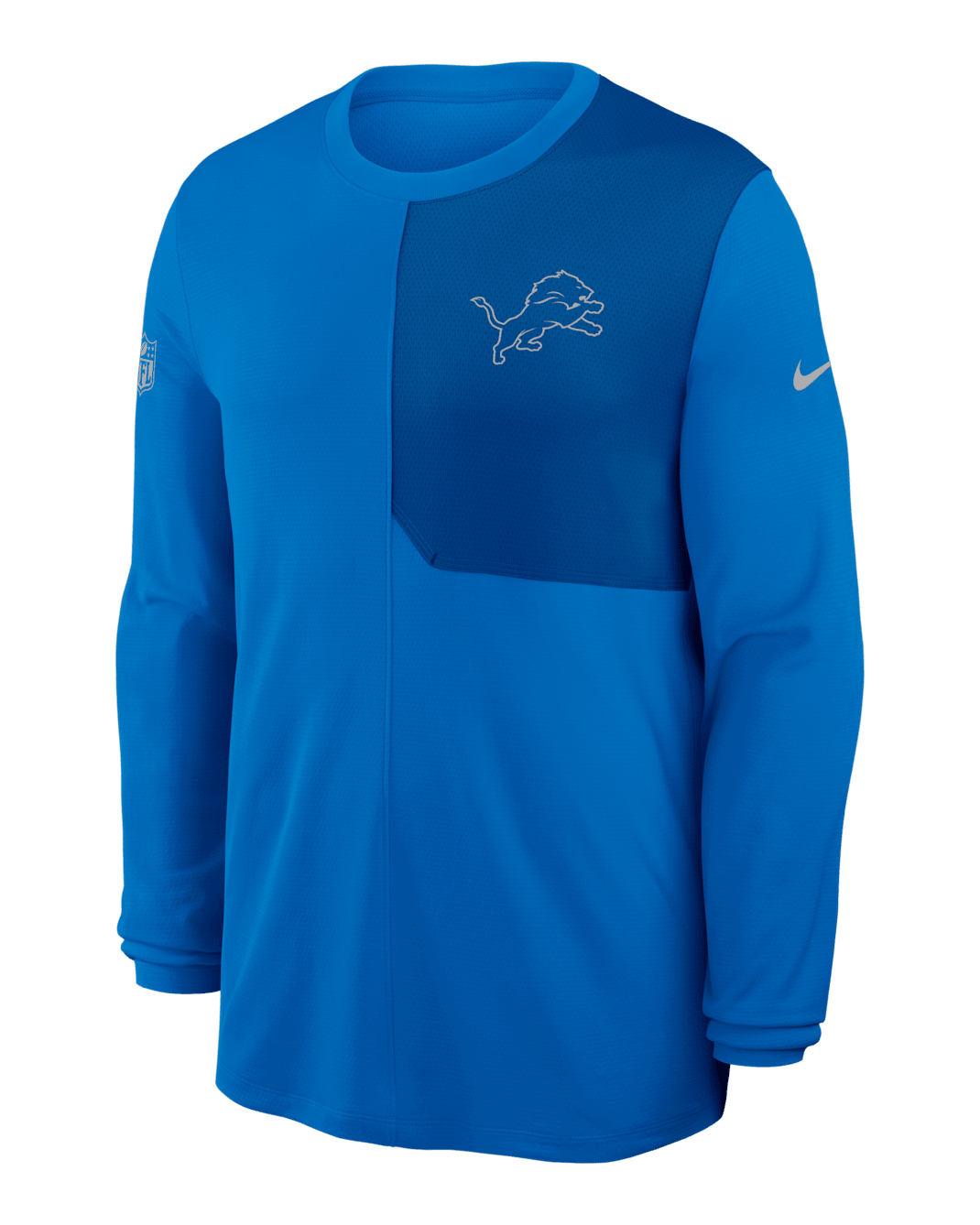 Playera de manga larga Nike Dri-FIT NFL para hombre Detroit Lions Sideline Coach - Azul