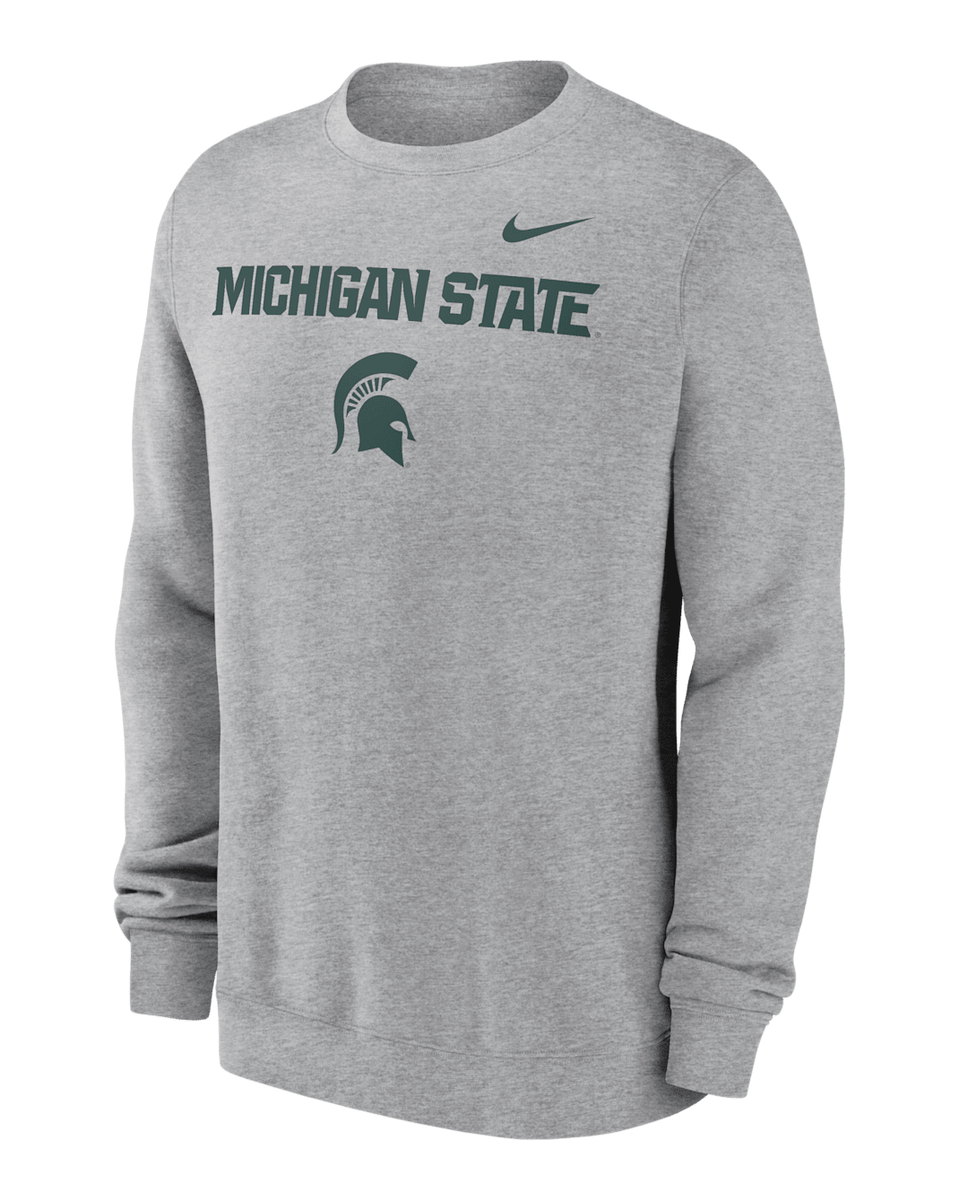 Michigan State Spartans Primetime Primary Stack Men's Nike College Pullover Crew - Dark Grey Heather