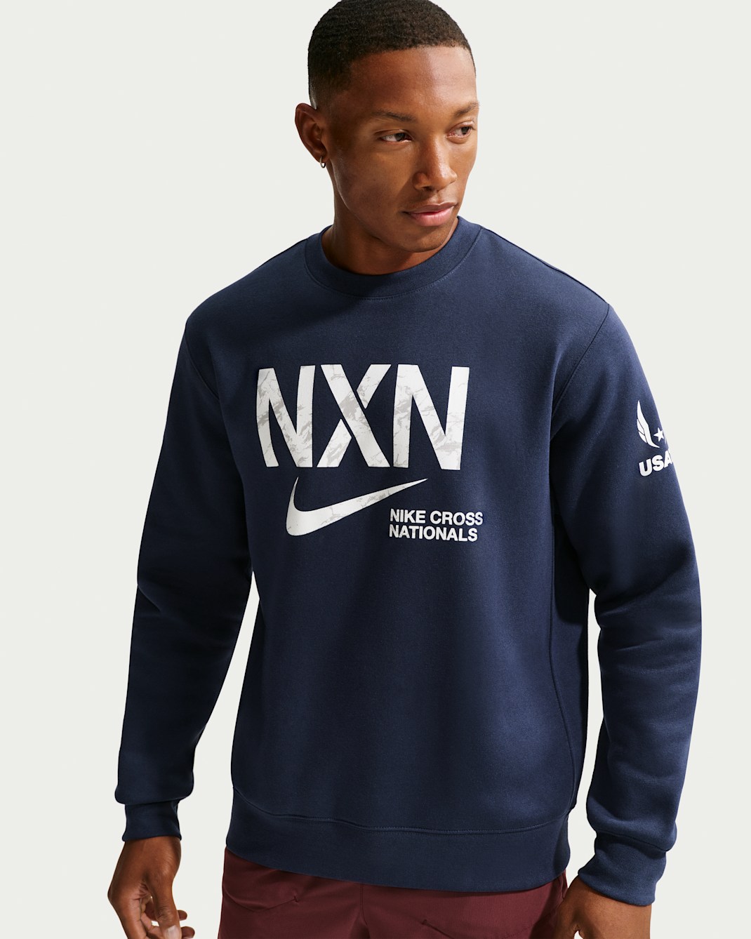 Nike 2025 NXN Men's Crew-Neck Running Sweatshirt - College Navy