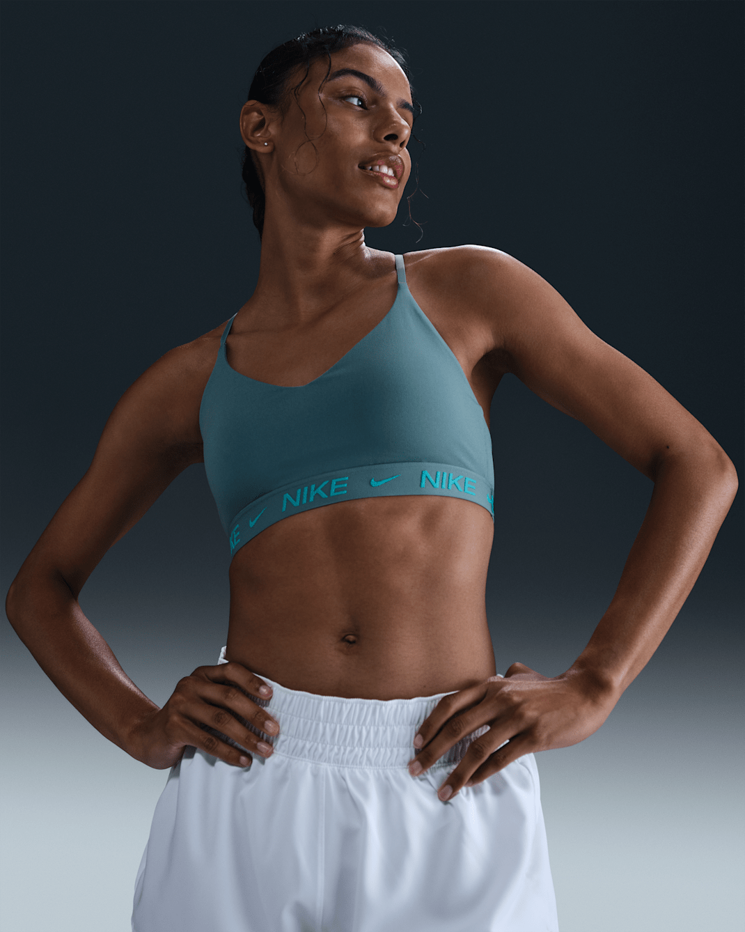 Nike Indy Light-Support Women's Padded Adjustable Sports Bra - Smoky Blue