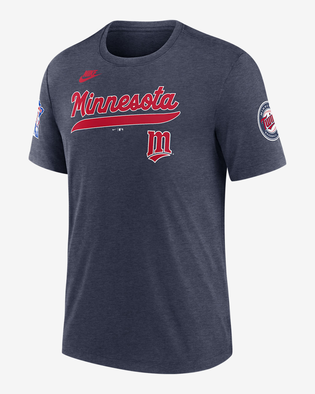Playera Nike de la MLB para hombre Minnesota Twins Cooperstown Eras - Azul marino jaspeado