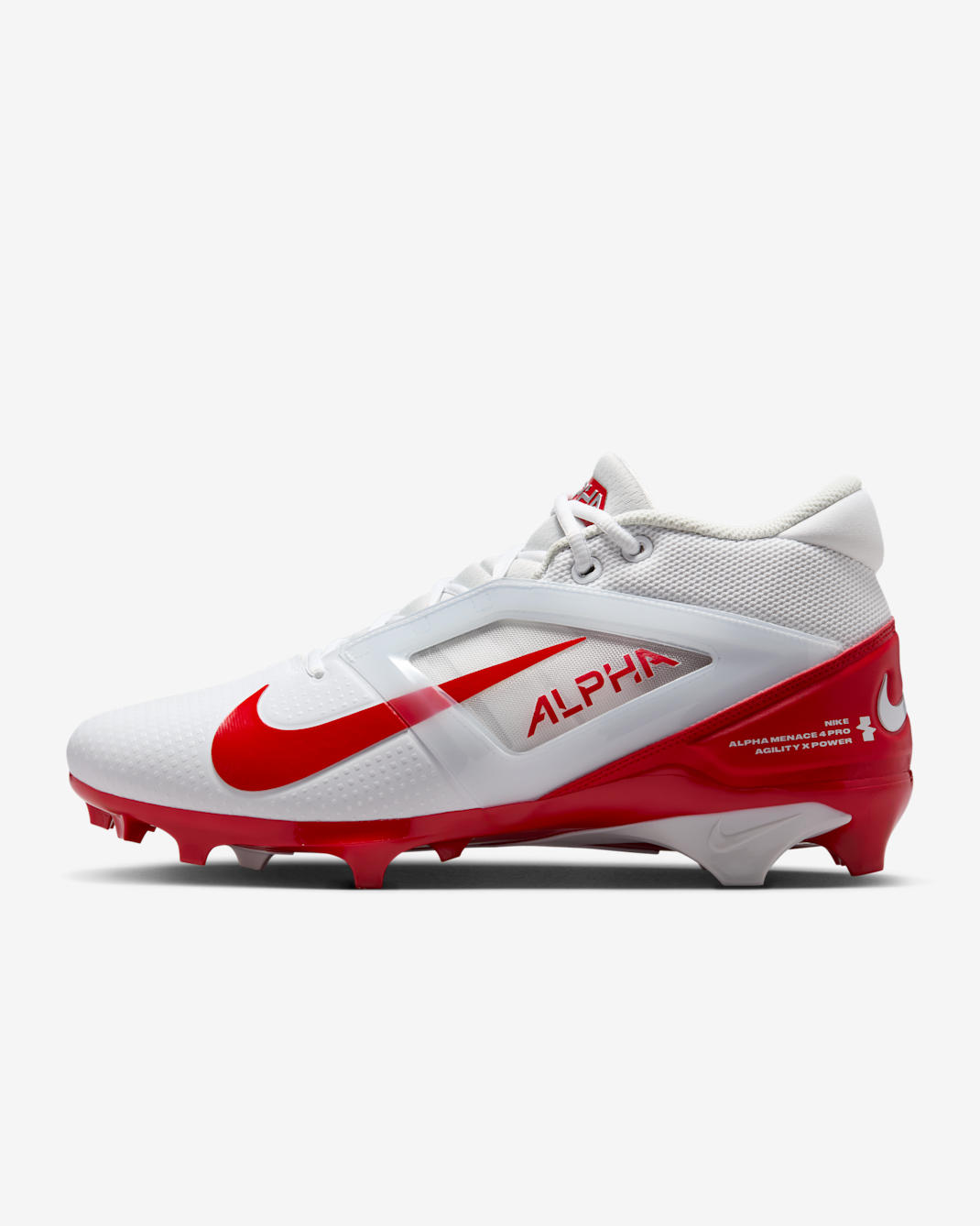 Nike Alpha Menace 4 Pro Football Cleats - White/University Red/Photon Dust/University Red