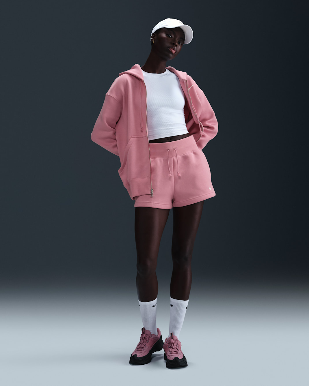 Nike Sportswear Phoenix Fleece Women's High-Waisted Loose Shorts - Elemental Pink/Sail