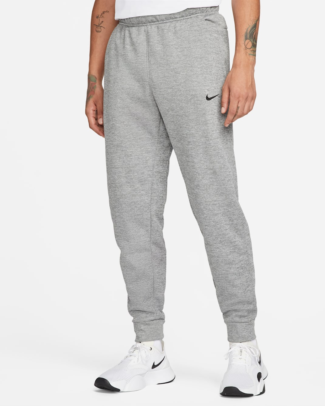 Nike Therma Therma-FIT toelopende fitnessbroek voor heren - Dark Grey Heather/Particle Grey/Zwart