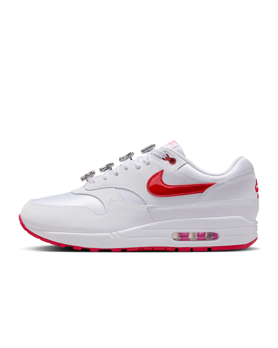 Nike Air Max 1 Premium Men's Shoes - White/Playful Pink/University Red