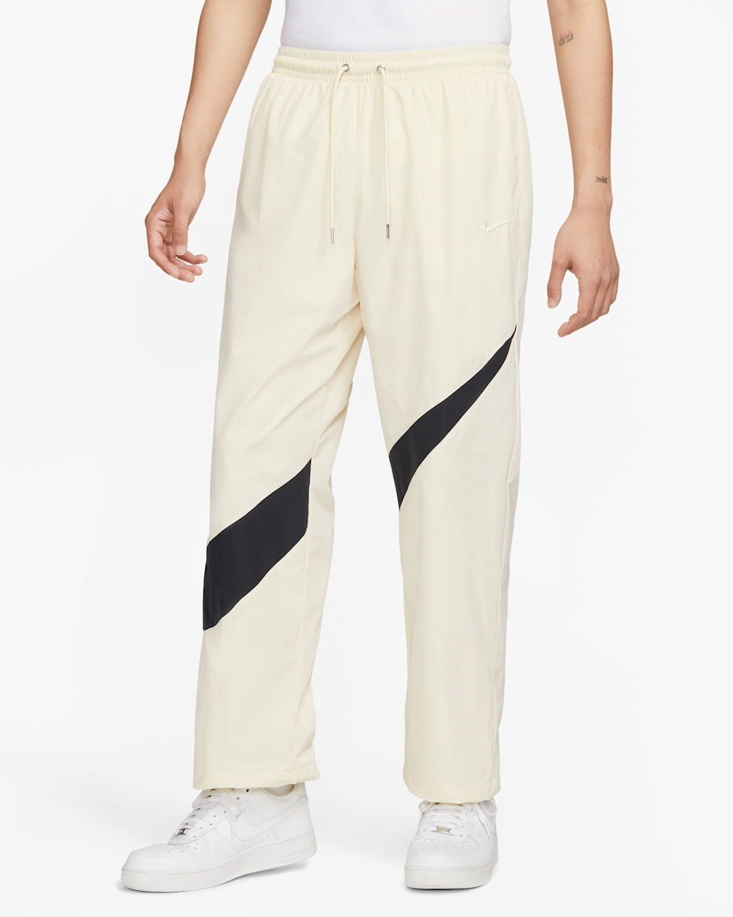 Nike Swoosh Men's Woven Pants - Coconut Milk/Black/Coconut Milk