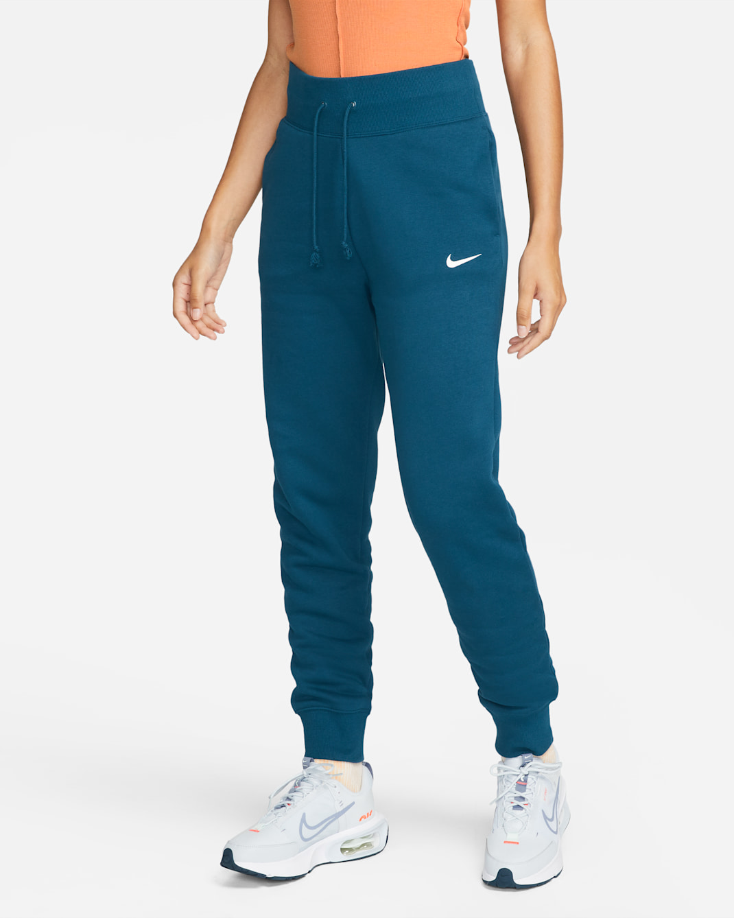 Joggers de tiro alto para mujer Nike Sportswear Phoenix Fleece - Azul valeriana/Vela