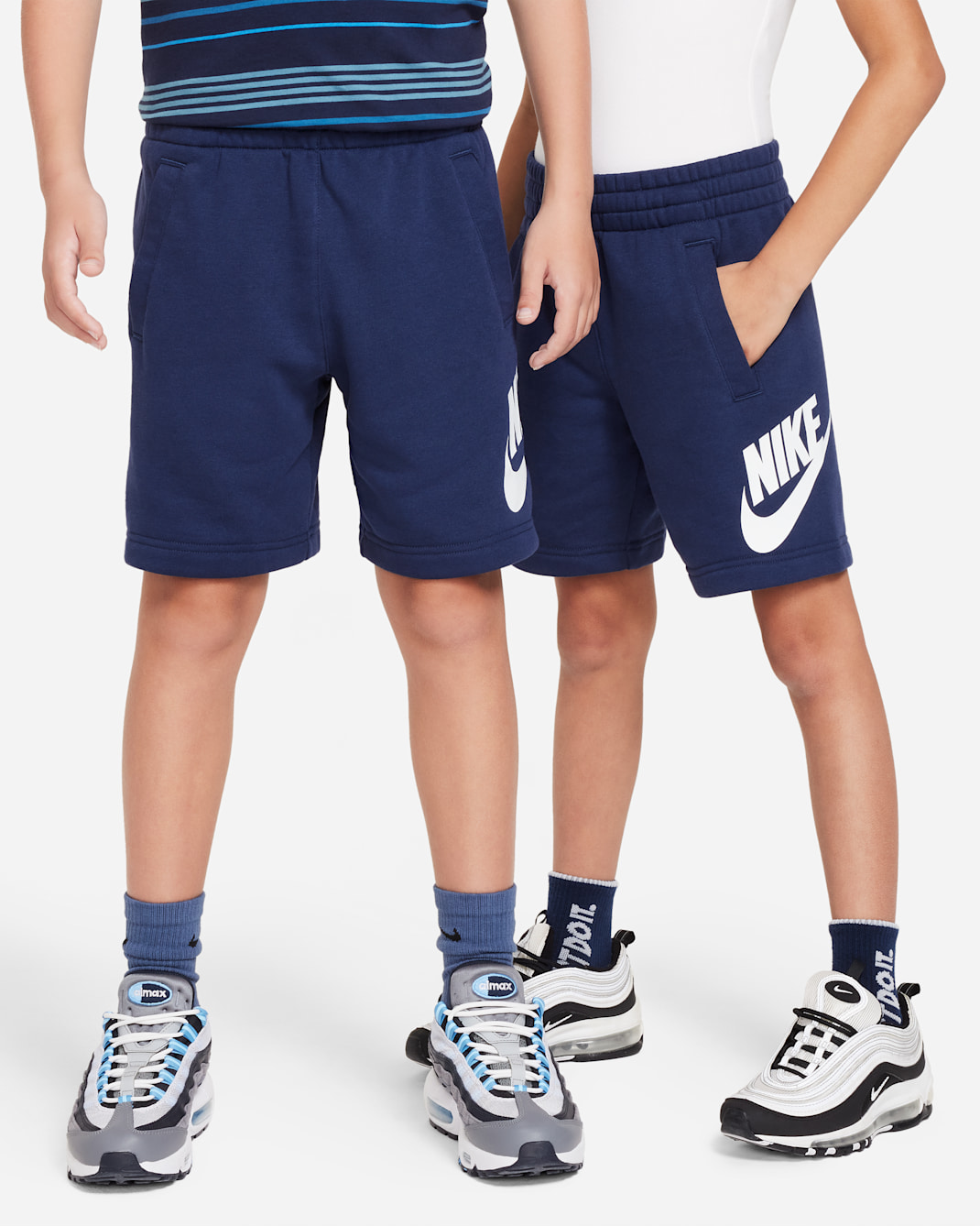 Nike Sportswear Club Fleece Big Kids' French Terry Shorts - Midnight Navy/White