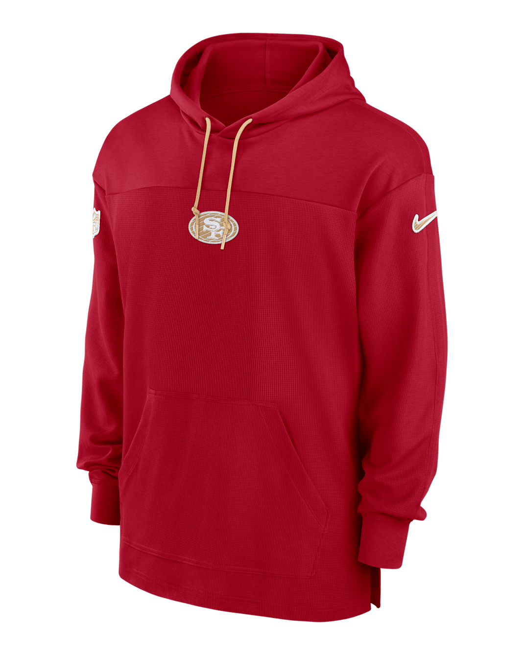 San Francisco 49ers Sideline Jersey Men's Nike Dri-FIT NFL Pullover Hoodie - Gym Red