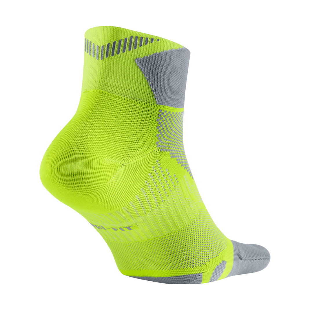 Nike Elite Lightweight Quarter Running Socks - Volt/Wolf Grey/Volt