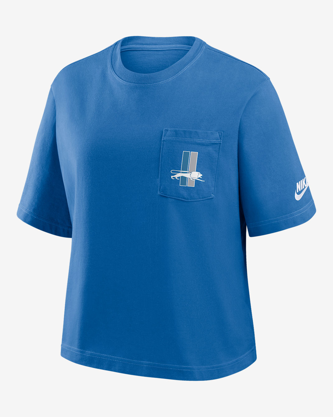 Detroit Lions Rewind Pocket Boxy Women's Nike NFL T-Shirt - Blue