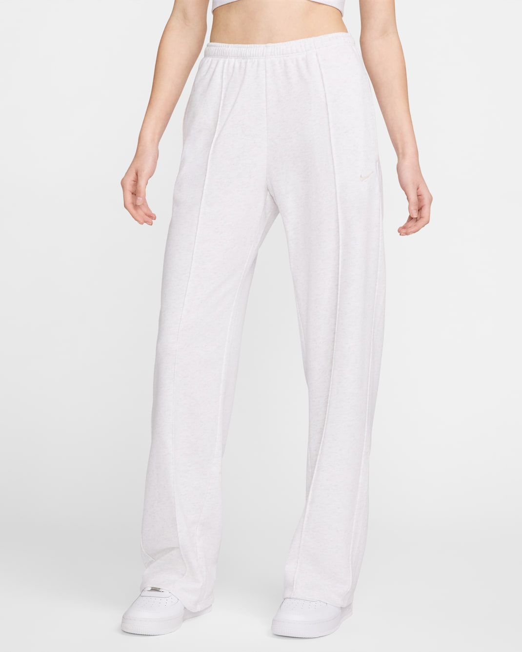 Nike Sportswear Chill Terry Women's Mid-Rise French Terry Open-Hem Sweatpants - Birch Heather/Light Orewood Brown