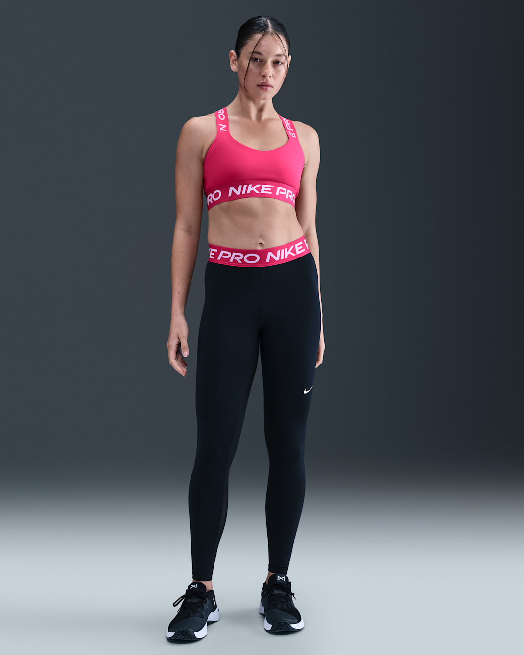 Leggings a vita media con inserti in mesh Nike Pro – Donna - Nero/Rush Pink/Bianco