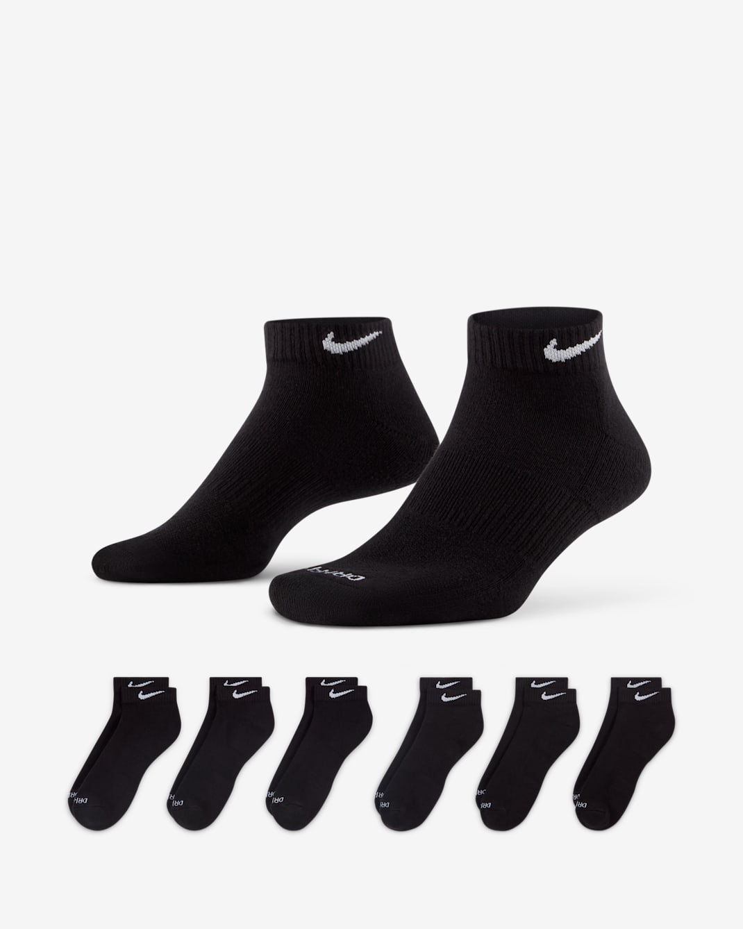 Nike Everyday Plus Cushioned Training Low Socks (6 Pairs) - Black/White