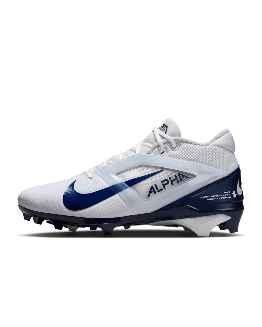 Nike Alpha Menace 4 Pro Football Cleats - White/Midnight Navy/Photon Dust/Midnight Navy