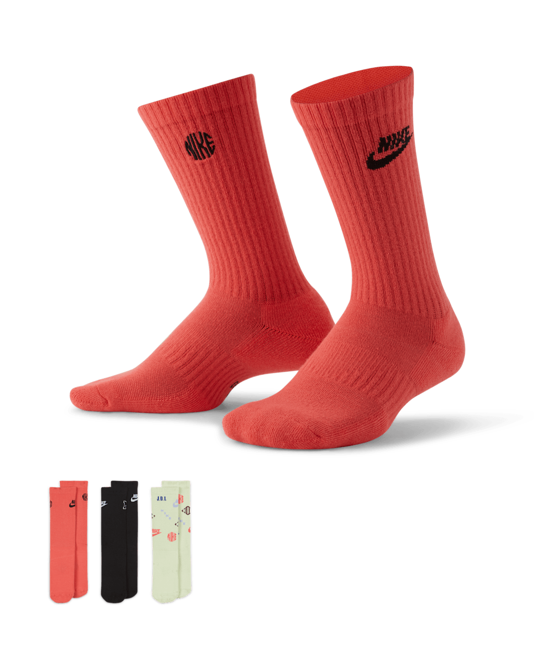 Nike Everyday Kids' Cushioned Crew Socks (3 Pairs) - Multi-Colour
