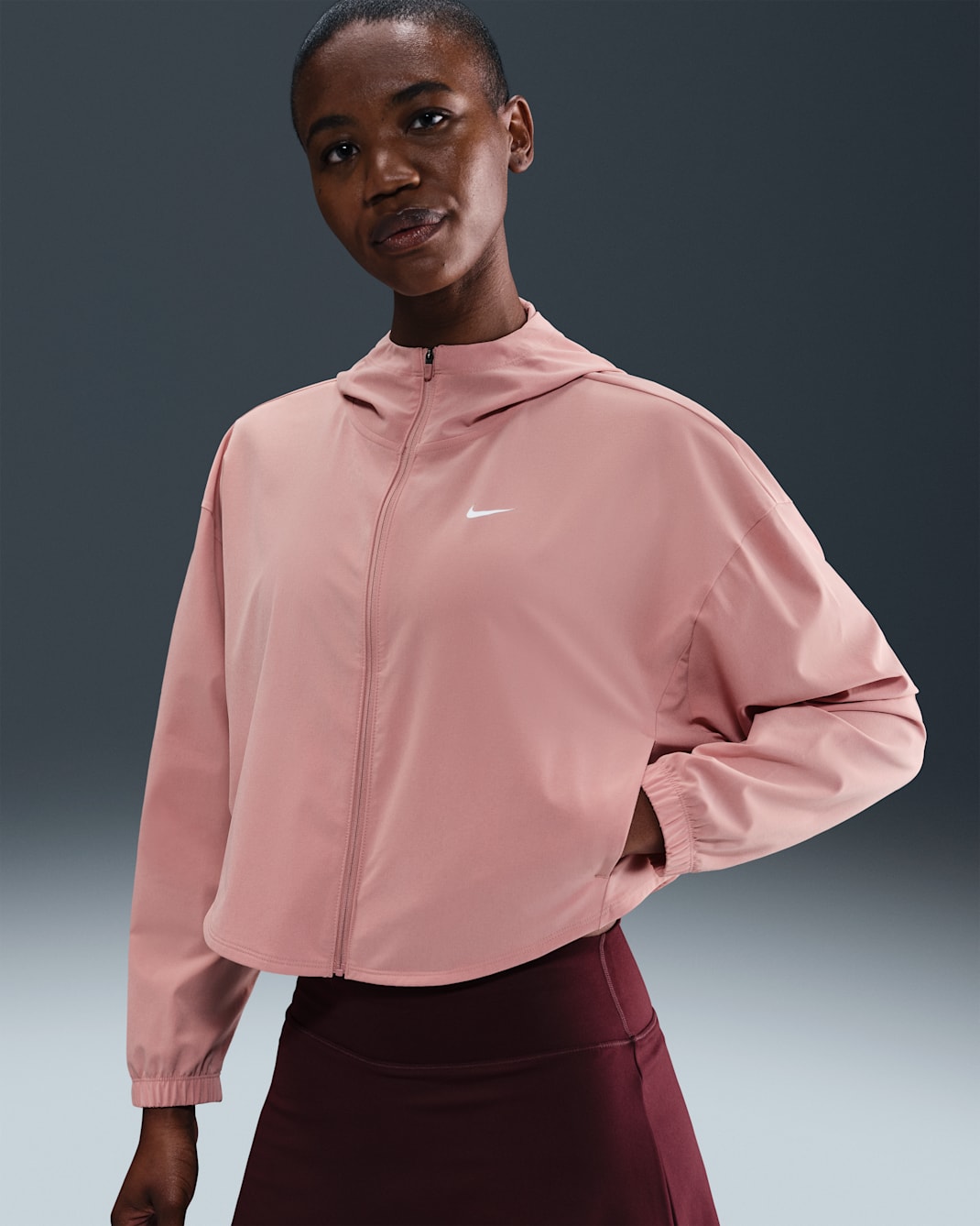 Nike One Women's Repel Oversized Hooded Woven Jacket - Rust Pink/White