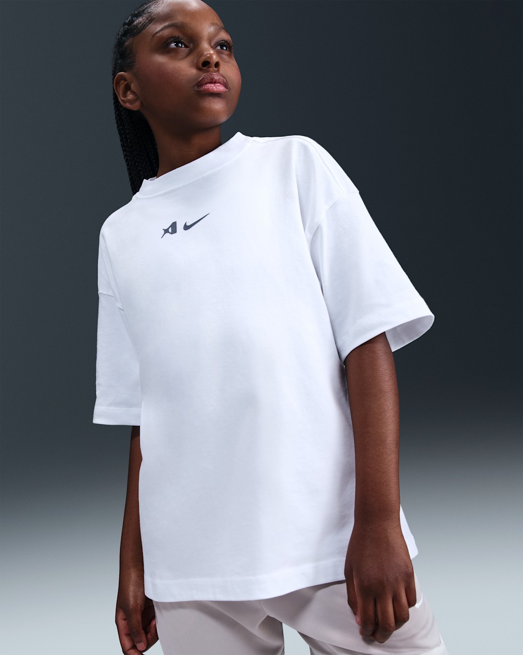 Playera oversized para niña talla grande A'ja Wilson - Blanco