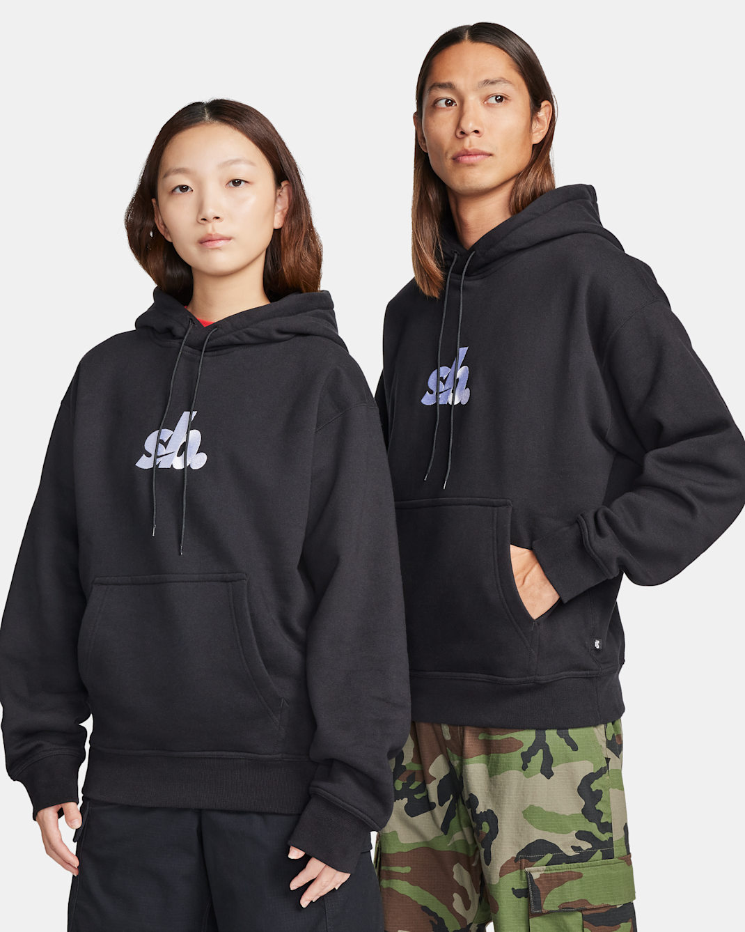 Nike SB Fleece Pullover Skate Hoodie - Black/White