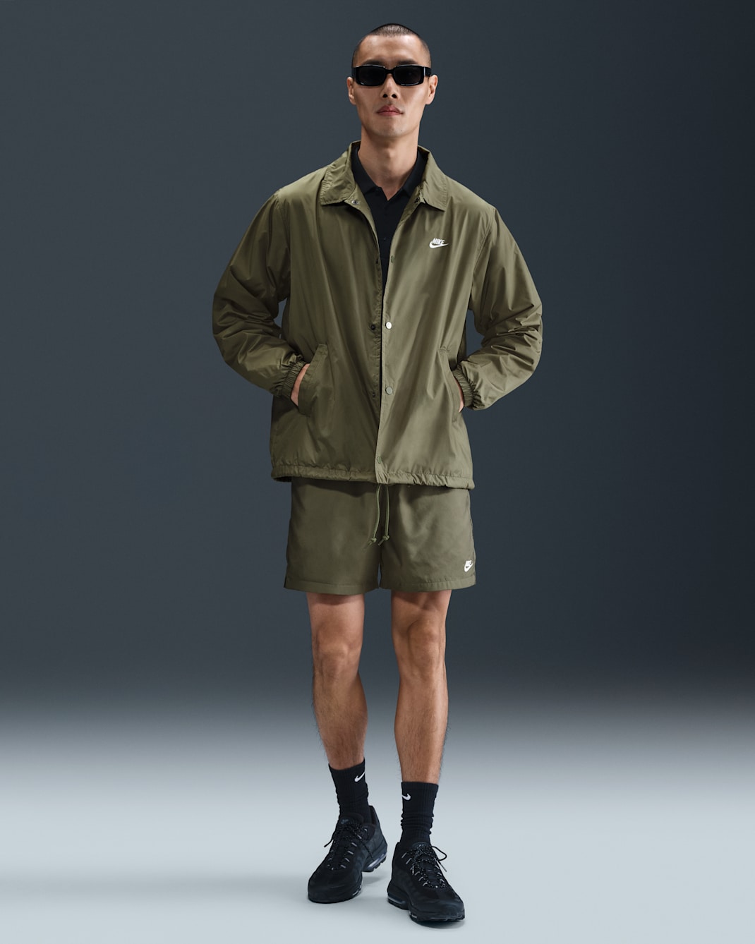 Nike Club Men's Woven Flow Shorts - Medium Olive/White