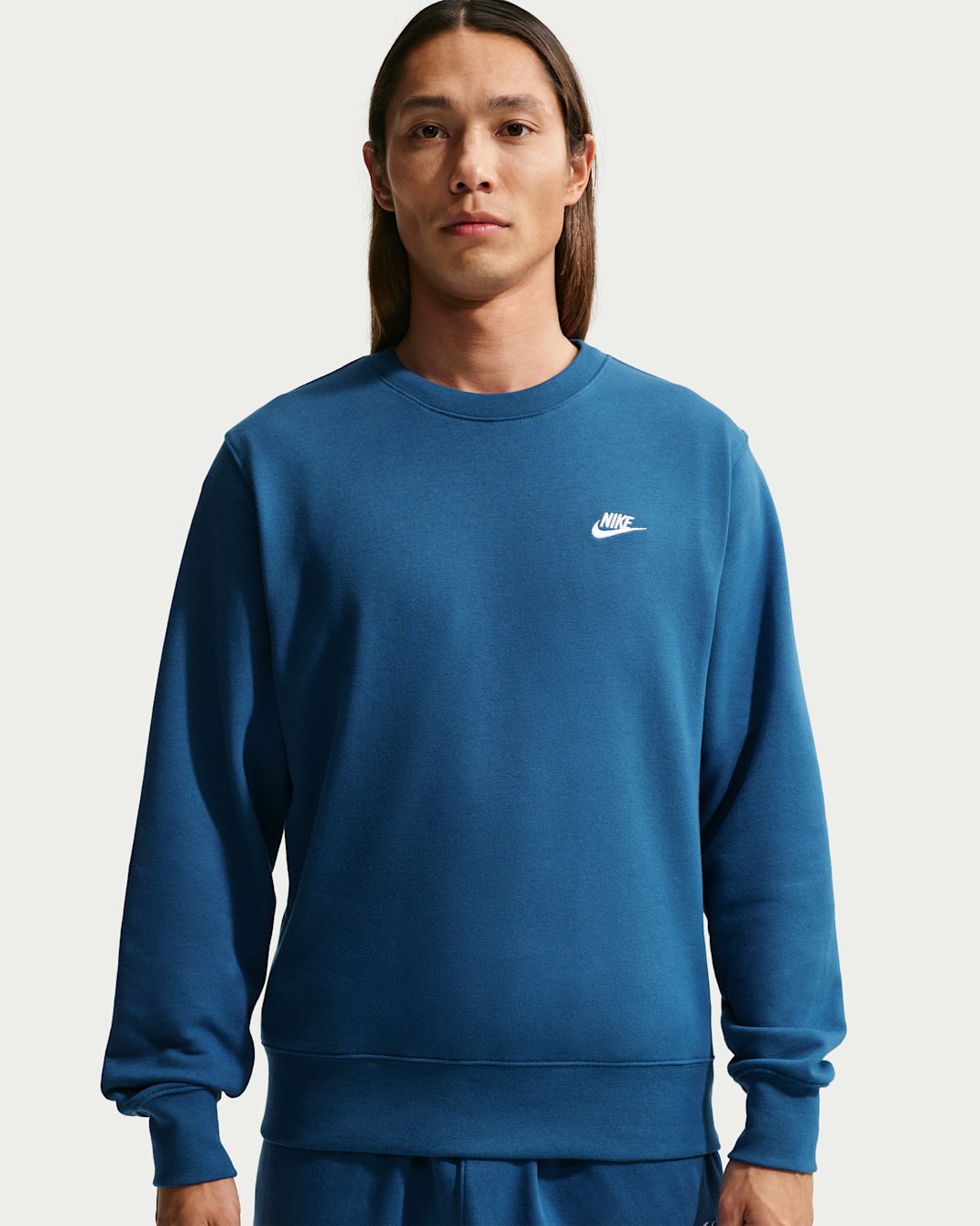 Nike Club Men's French Terry Crew - Court Blue/White