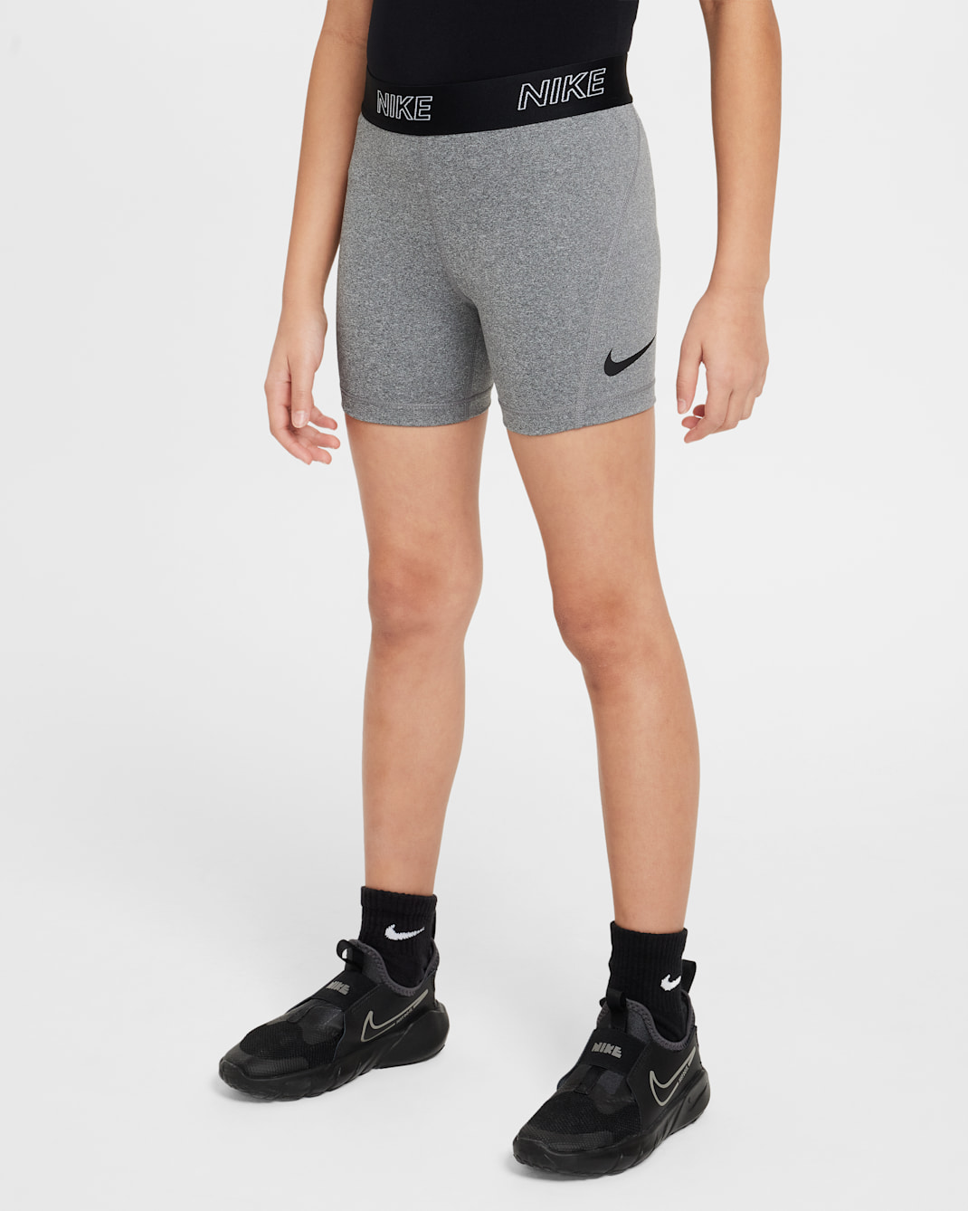 Nike Big Kids' (Girls') Shorts - Iron Grey/Black