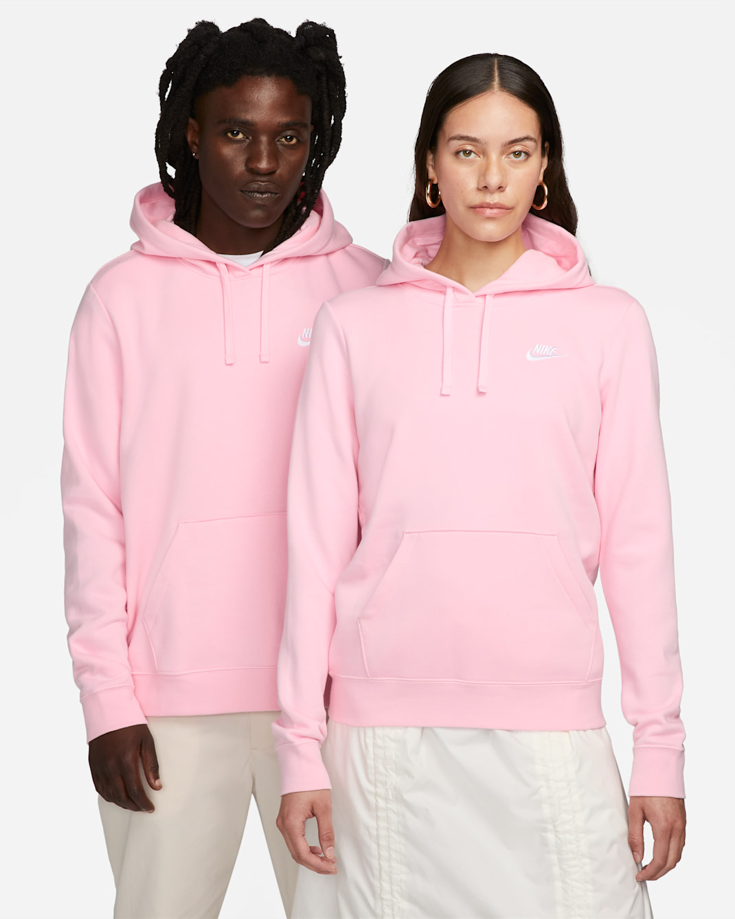 Nike Sportswear Club Fleece Women's Pullover Hoodie - Medium Soft Pink/White