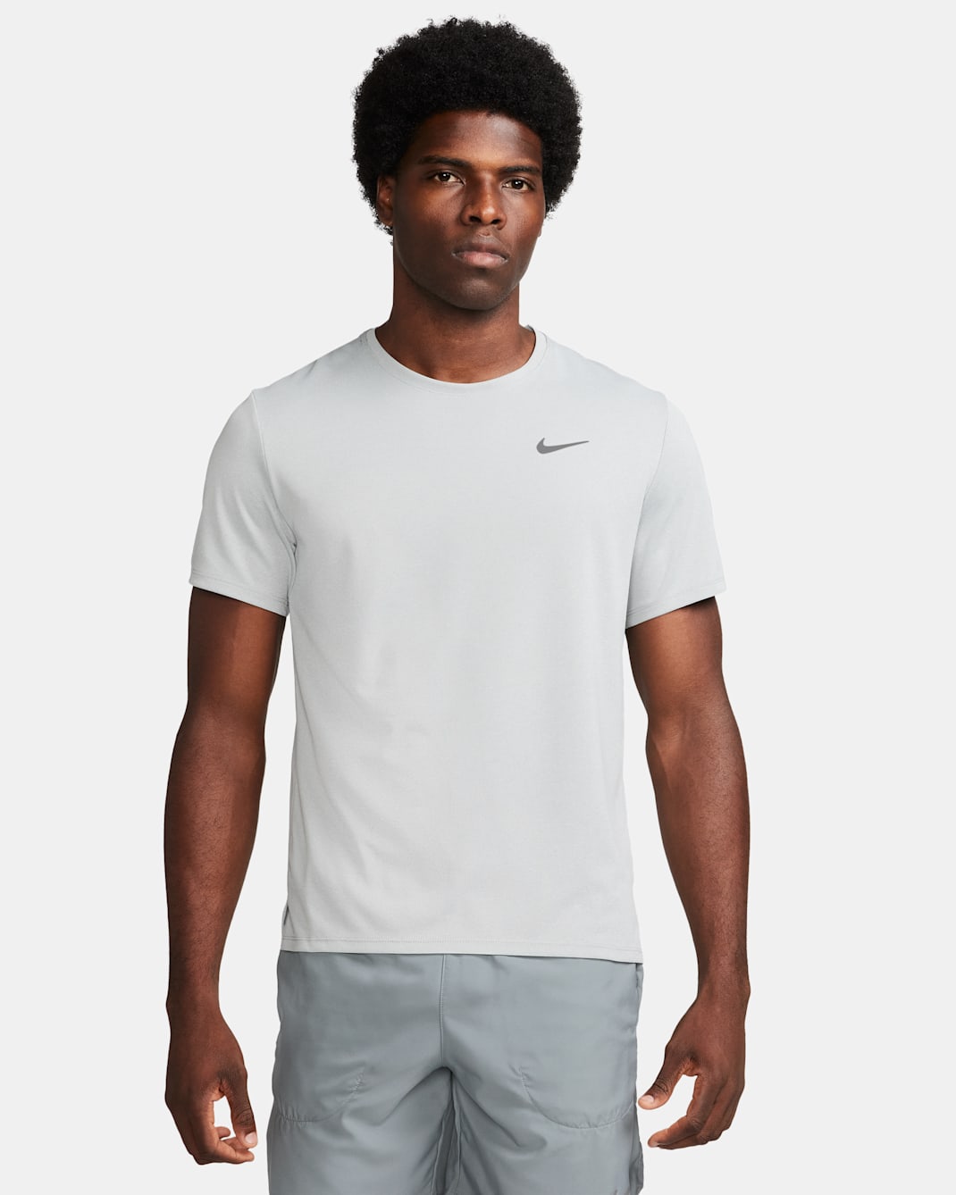Nike Miler Men's Dri-FIT UV Short-Sleeve Running Top - Grey Fog/Particle Grey/Heather