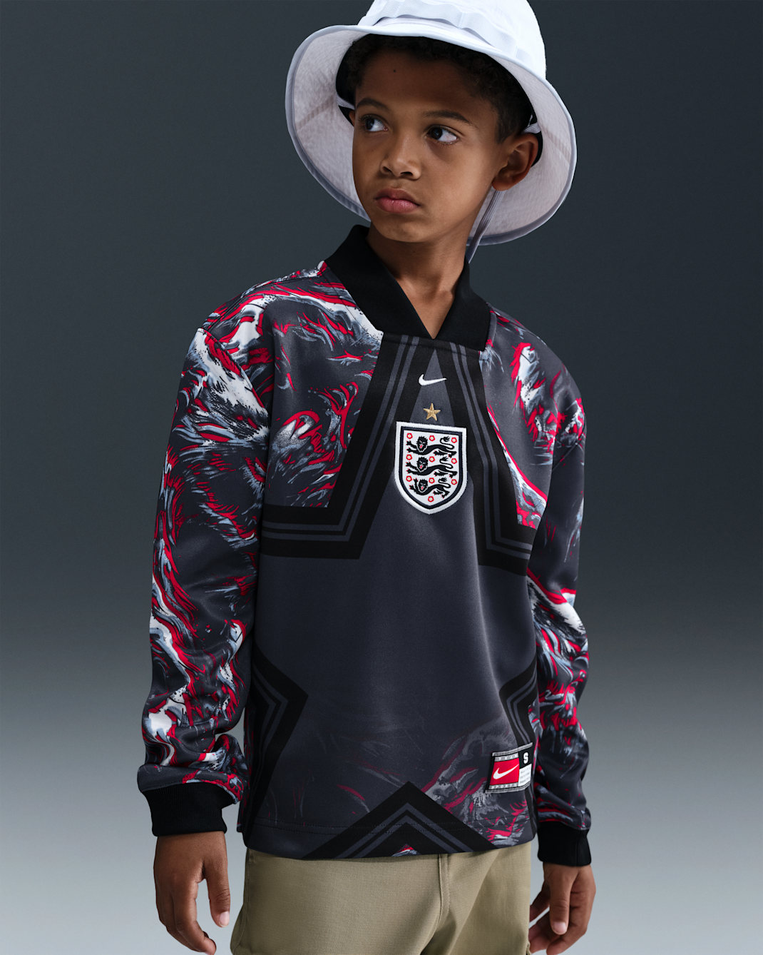 Fotbollströja målvakt England Nike Dri-FIT för ungdom - Svart/Obsidian/Vit