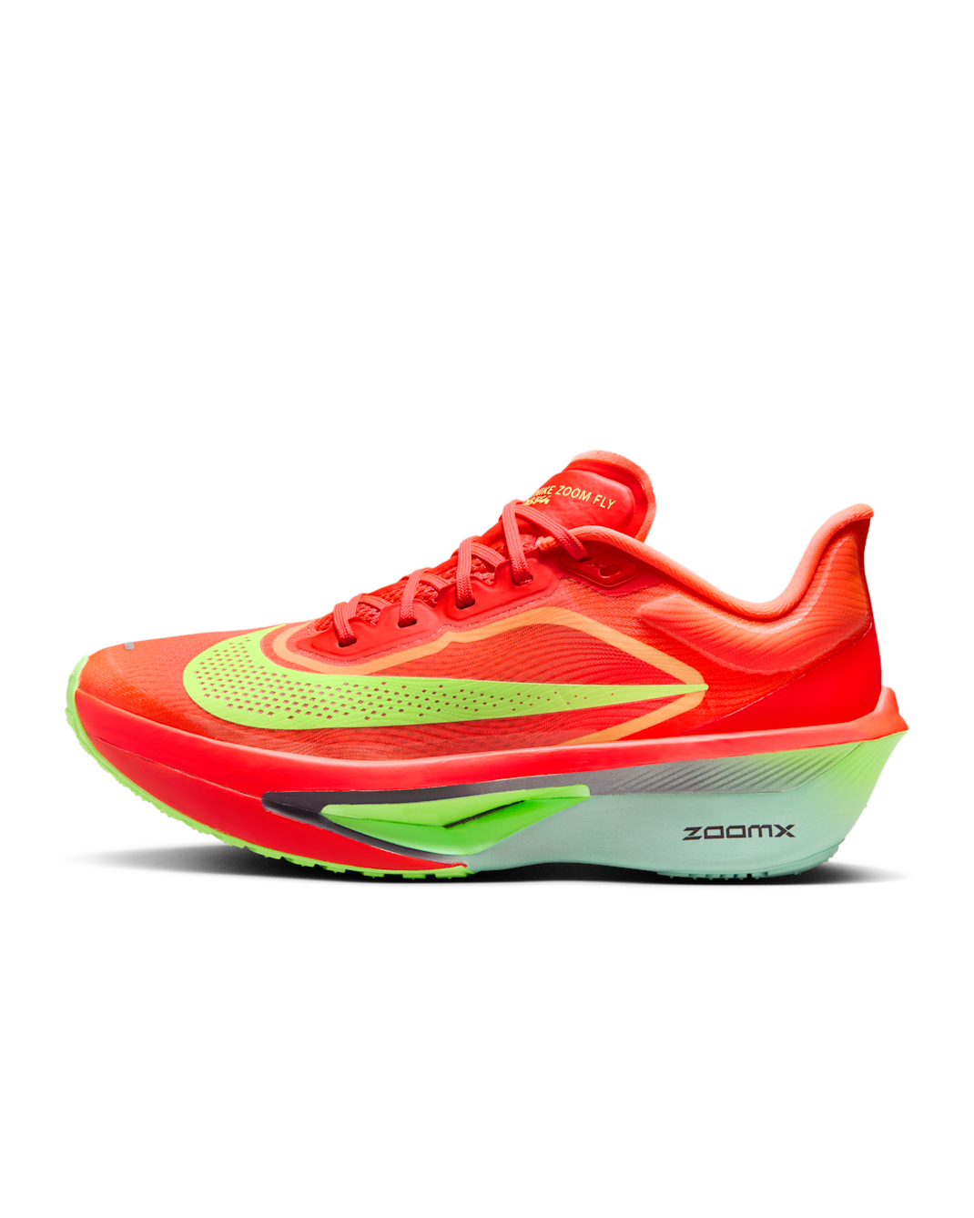 Nike Zoom Fly 6 Women's Road Racing Shoes - Bright Crimson/Lime Blast/Mint Foam/Cave Purple