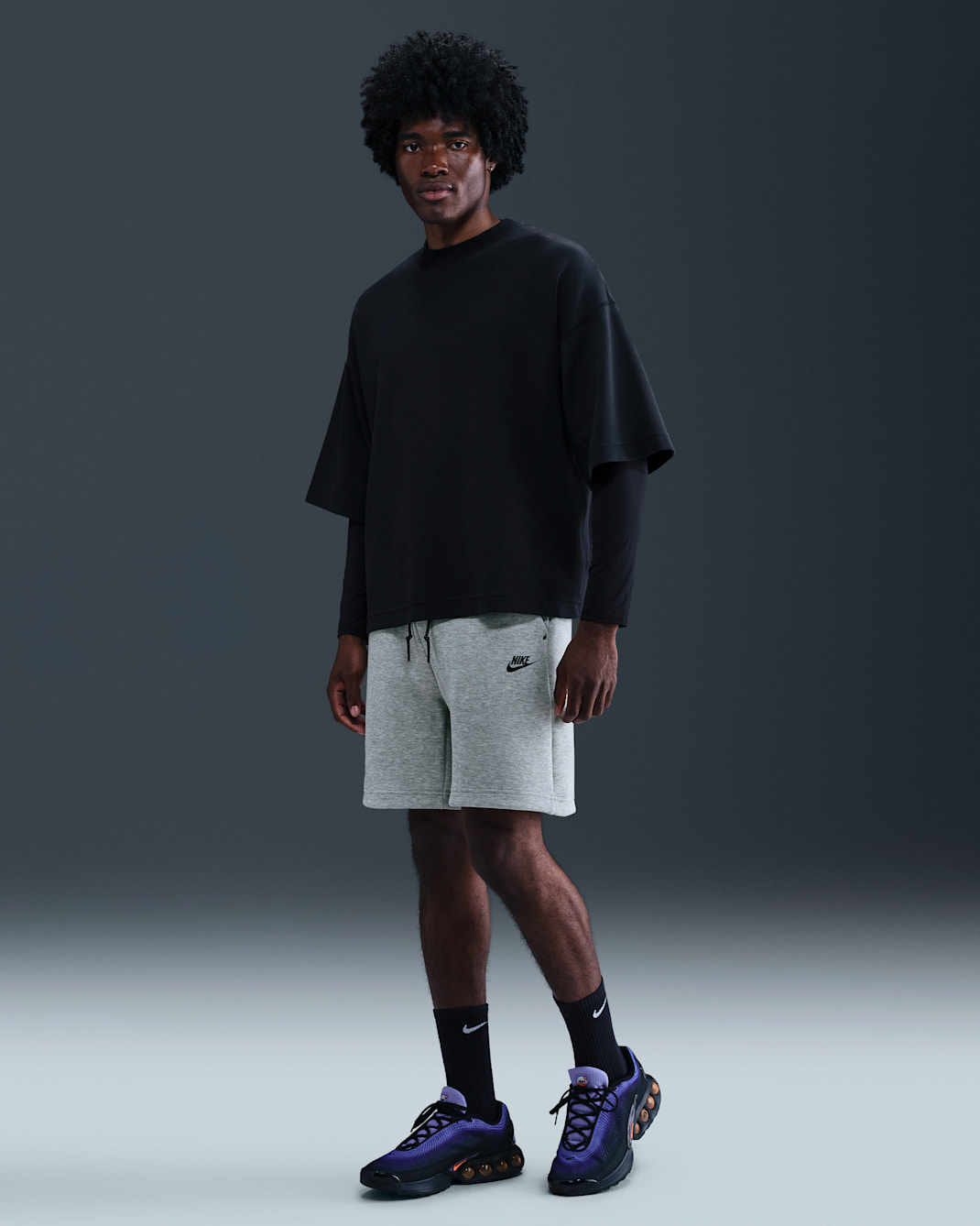 Nike Tech Men's Fleece Shorts - Dark Grey Heather/Black