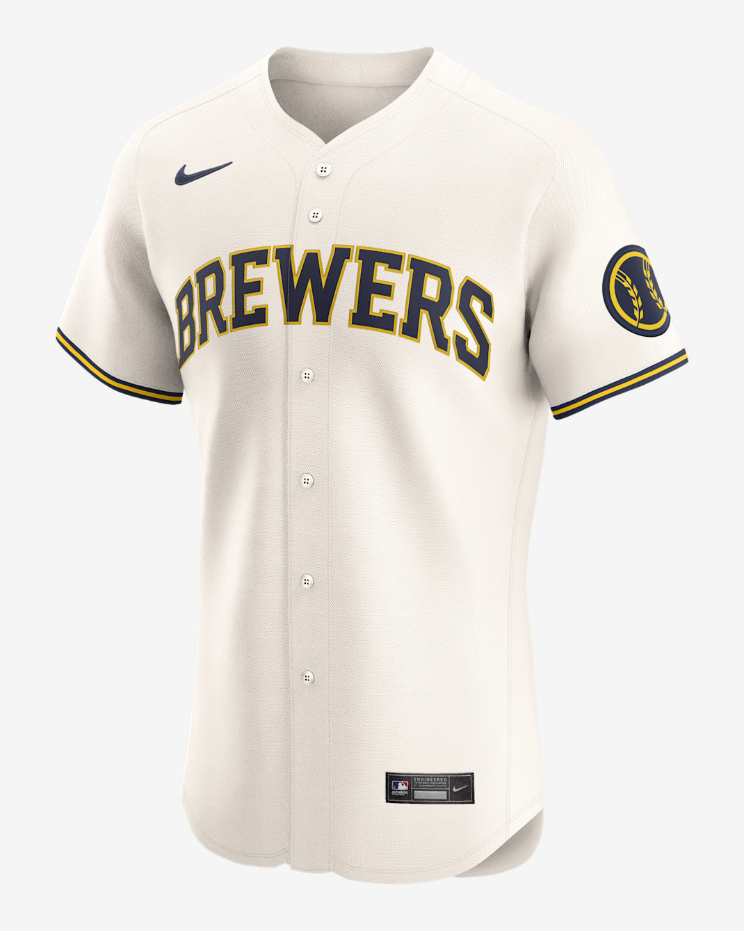 Jersey Nike Dri-FIT ADV de la MLB Elite para hombre Milwaukee Brewers - Crema