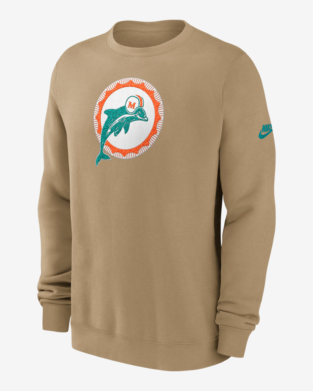 Miami Dolphins Swing Pass Rewind Club Men's Nike NFL Pullover Crew - Tan/Beige