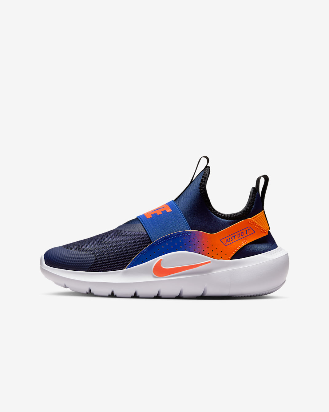 Tenis de correr para niños grandes Nike Flex Runner 4 - Azul marino medianoche/Royal juego/Negro/Naranja total
