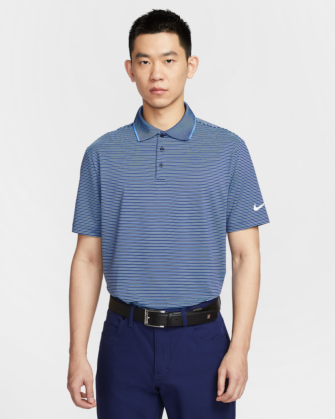 Nike Tour 男款 Dri-FIT 條紋高爾夫球衫 - Midnight Navy/白色