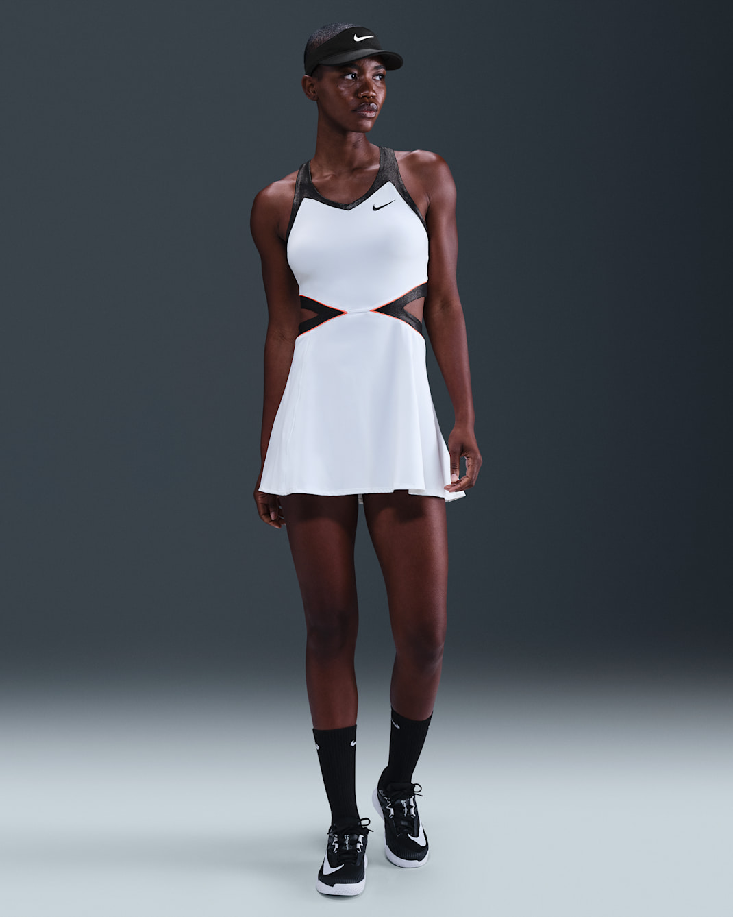 NikeCourt Slam Women's Dri-FIT Tennis Dress - White/Black/Hot Punch