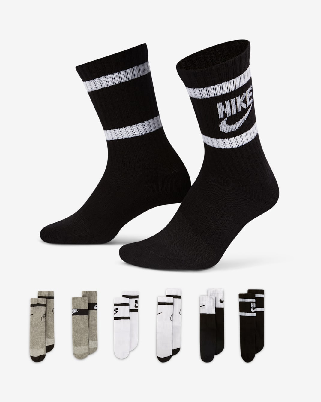 Nike Dri-FIT Little Kids' Retro Crew Socks (6 Pairs) - White