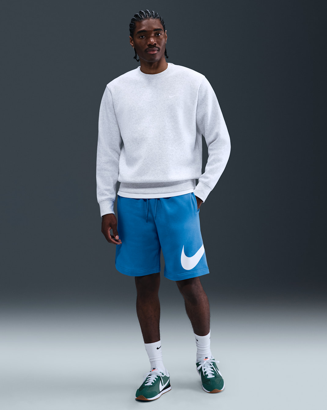 Shorts de tejido Fleece para hombre Nike Club - Azul foto claro/Azul foto claro/Blanco