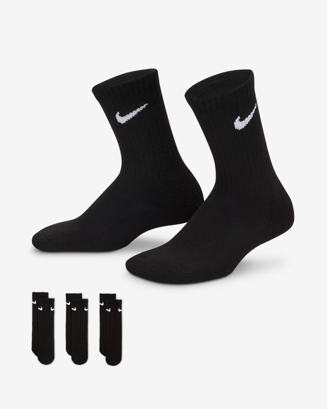 Nike Little Kids' No-Show Socks (3 Pairs) - Black