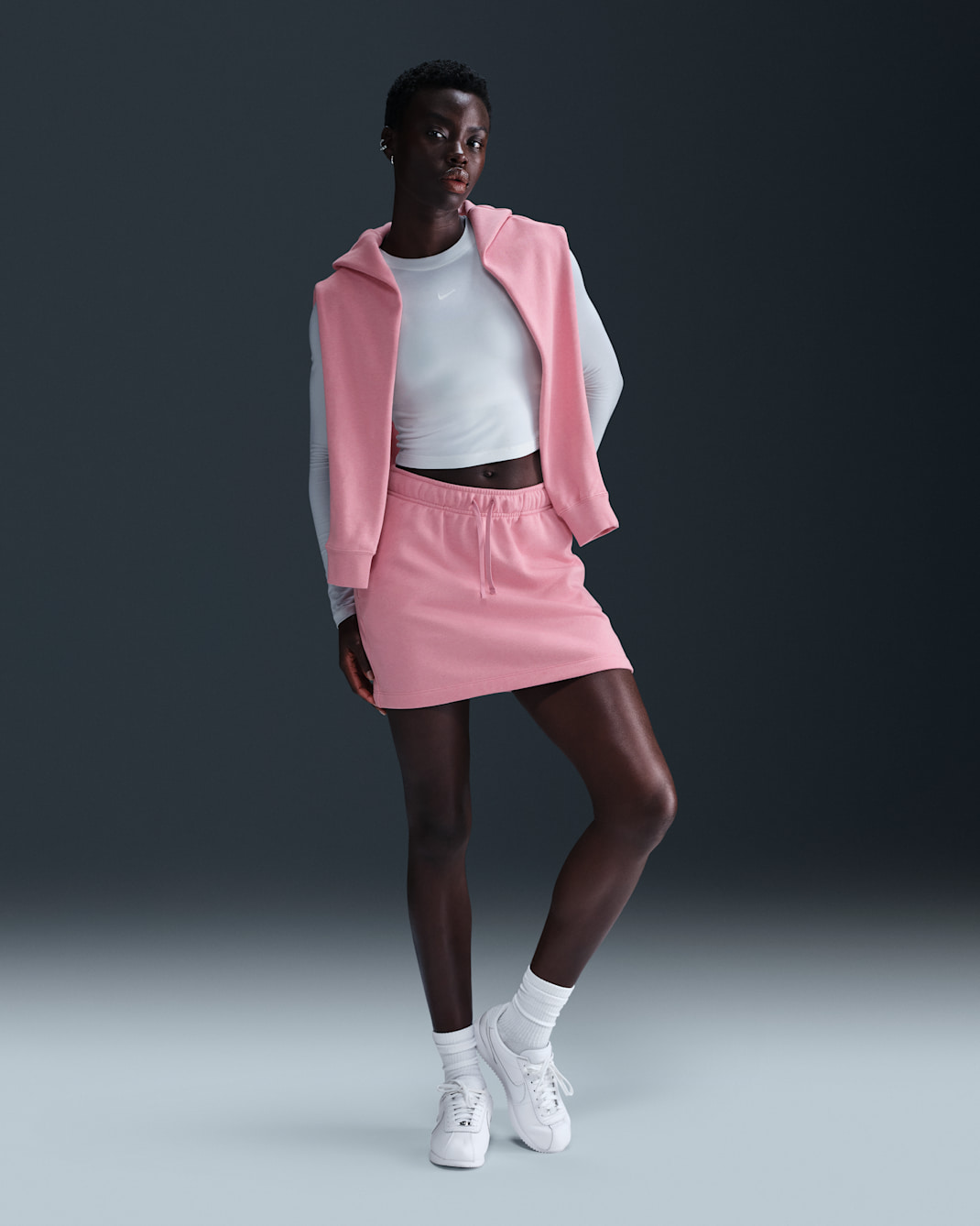 Nike Sportswear Club Fleece Women's Mid-Rise Skirt - Elemental Pink/Heather/White