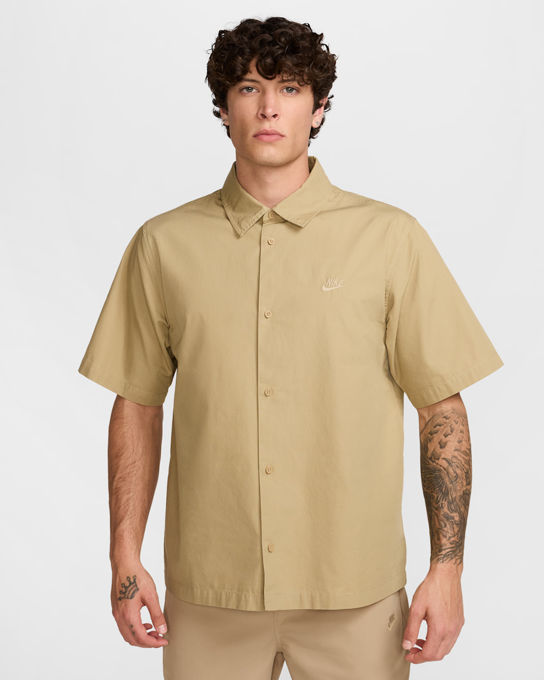 Nike Club Men's Short-Sleeve Button-Down Shirt - Parachute Beige/Parachute Beige