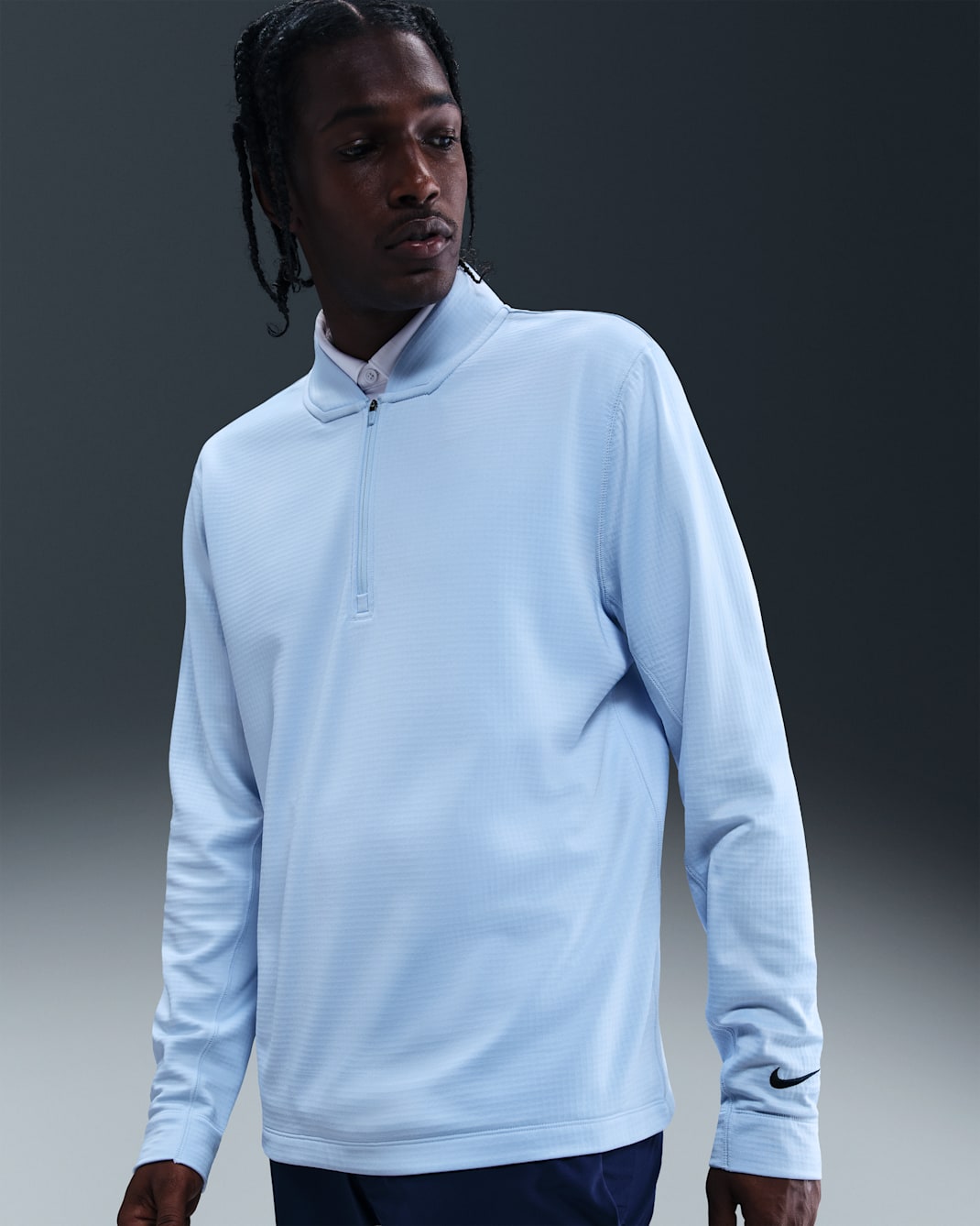 Nike Velocity Men's Therma-FIT 1/2-Zip Golf Top - Hydrogen Blue/Black