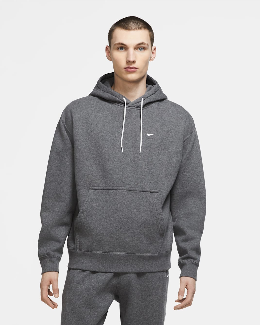 NikeLab Men's Washed Hoodie - Charcoal Heather/White