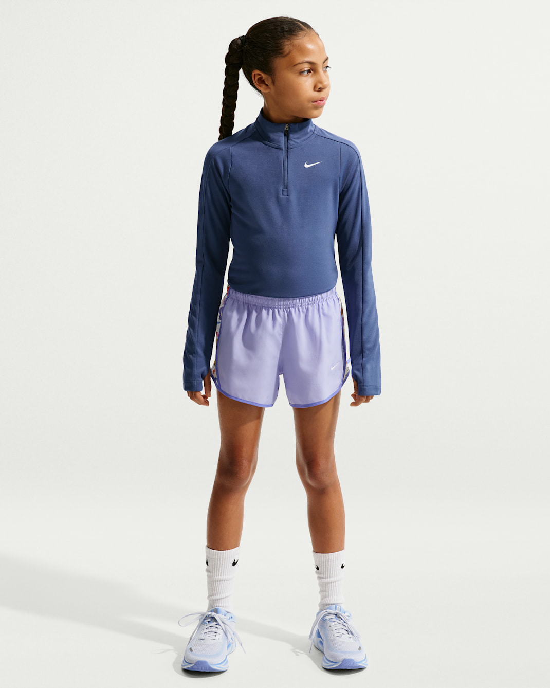 Nike Tempo Big Kids' (Girls') Dri-FIT Running Shorts - Light Thistle/Sapphire/Summit White